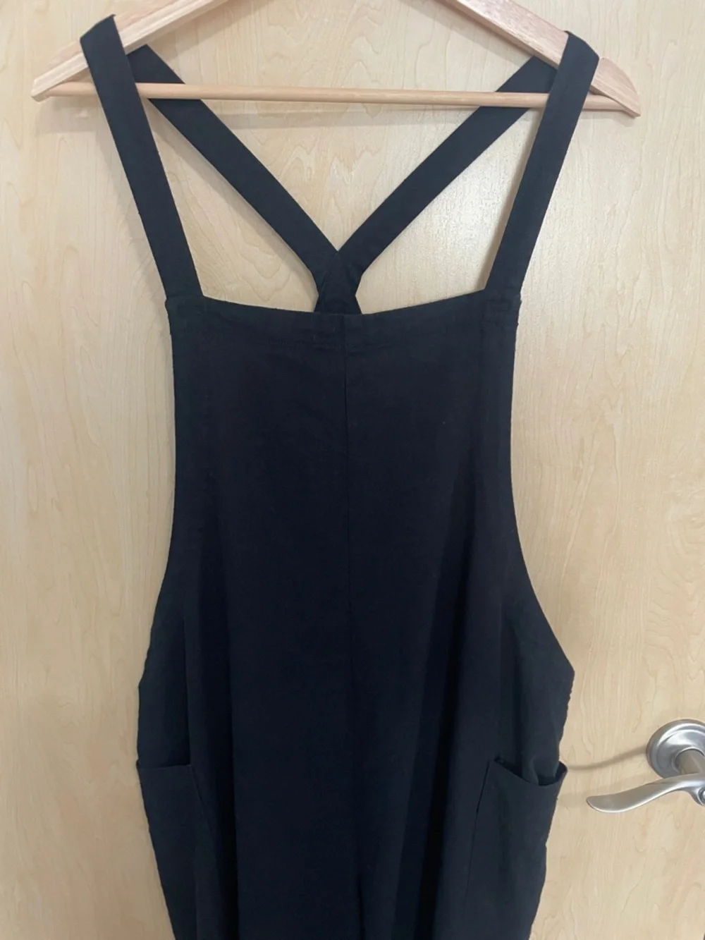 BDG Black Linen Overalls with Crossback Straps L - Picture 6 of 7